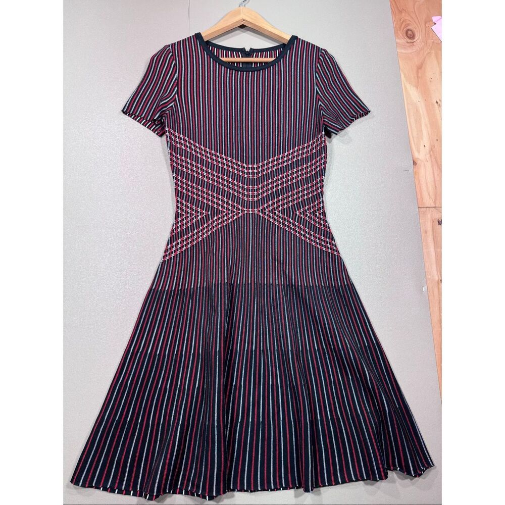 St. John Knit Patterned Fit and‎ Flare Dress